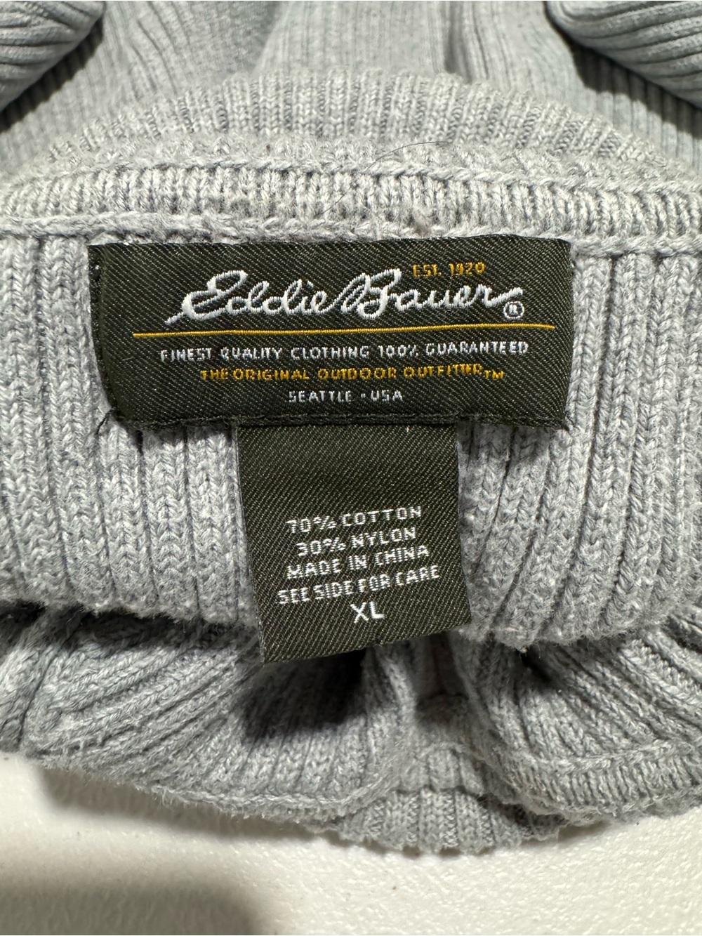 Eddie Bauer Light Gray Ribbed Turtleneck Sweater - Picture 3 of 9